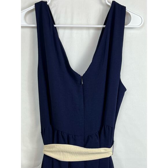 NWT DKNY Women's Size 14 Blue/White Color-block Belted Sleeveless Midi Dress - Picture 10 of 10